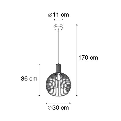 QAZQA Lampe à suspension ronde design noir 30 cm - Wire Dos 4