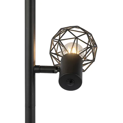 QAZQA Design vloerlamp zwart 3-lichts verstelbaar - Mesh 5