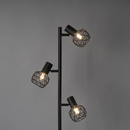 QAZQA Design vloerlamp zwart 3-lichts verstelbaar - Mesh 8