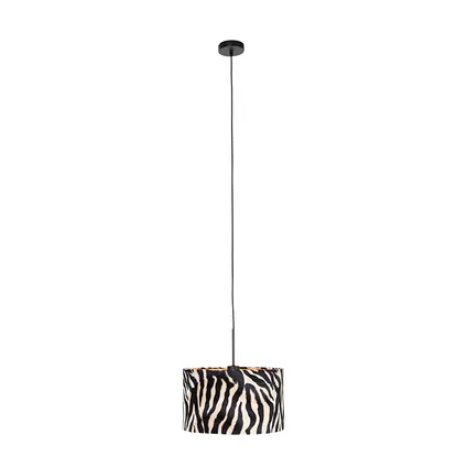 QAZQA Moderne hanglamp zwart met kap zebra 35 cm - Combi 3