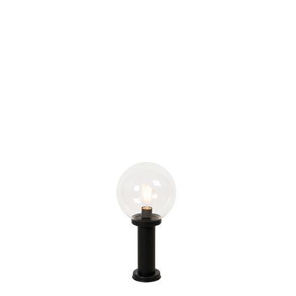 QAZQA Lampe d'extérieur sur pied noire avec boule transparente 50 cm IP44 - Sfera
