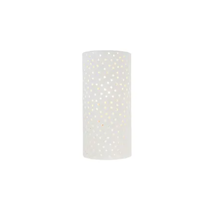 QAZQA Applique cylindrique vintage en plâtre blanc - Mahou 9
