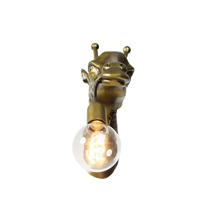 QAZQA Vintage wandlamp messing - Animal Giraf 10