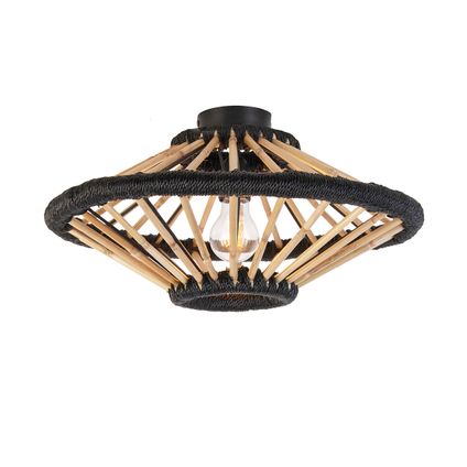 QAZQA Oosterse plafondlamp bamboe met zwart 46 cm - Evalin