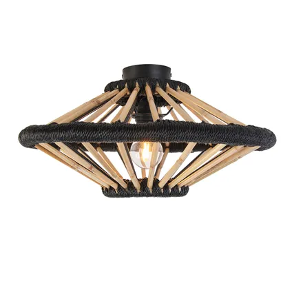 QAZQA Oosterse plafondlamp bamboe met zwart 46 cm - Evalin 8
