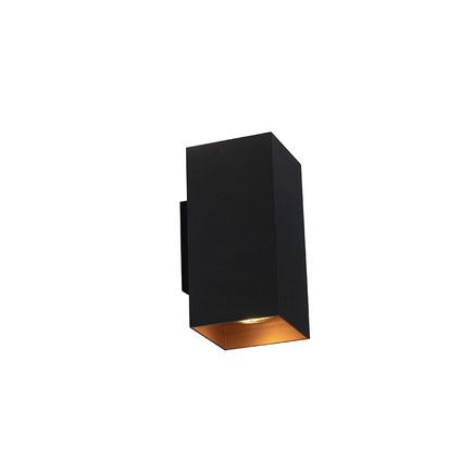 QAZQA Design wandlamp zwart met goud vierkant - Sab