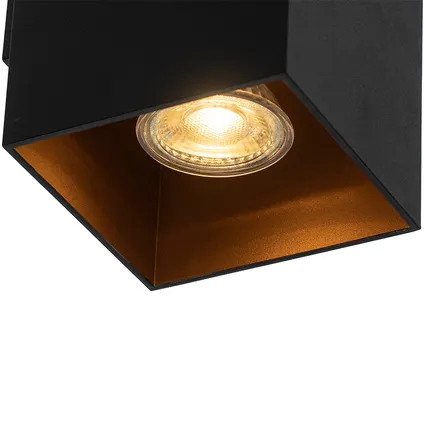 QAZQA Design wandlamp zwart met goud vierkant - Sab 3