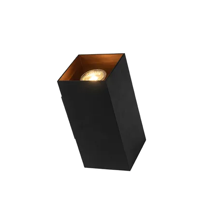 QAZQA Design wandlamp zwart met goud vierkant - Sab 7