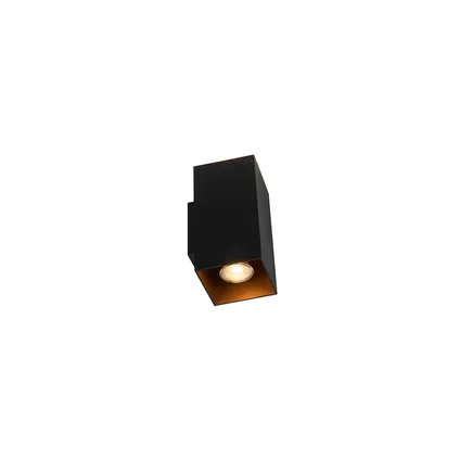 QAZQA Design wandlamp zwart met goud vierkant - Sab 8