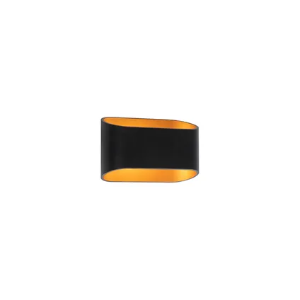 QAZQA Moderne wandlamp zwart met gouden binnenkant ovaal - Alone 2