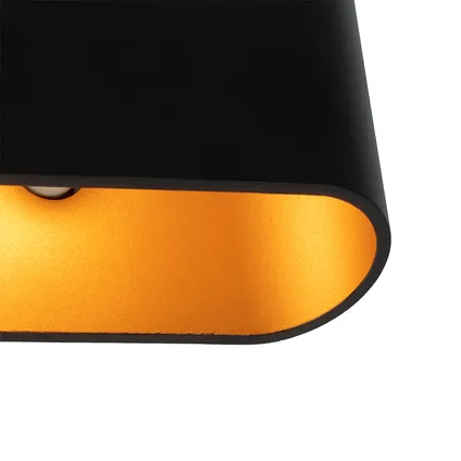 QAZQA Moderne wandlamp zwart met gouden binnenkant ovaal - Alone 3