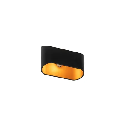 QAZQA Moderne wandlamp zwart met gouden binnenkant ovaal - Alone 6