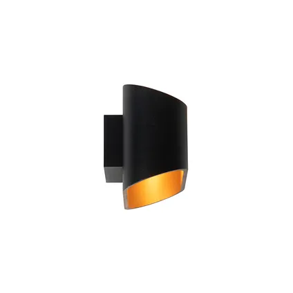 QAZQA Moderne wandlamp zwart met gouden binnenkant ovaal - Alone 8