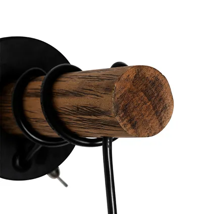 QAZQA Landelijke wandlamp zwart met hout - Stronk 5