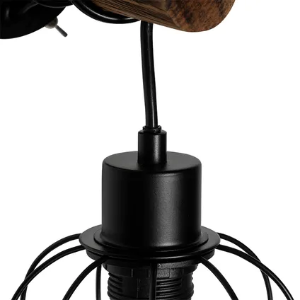 QAZQA Landelijke wandlamp zwart met hout - Stronk 6