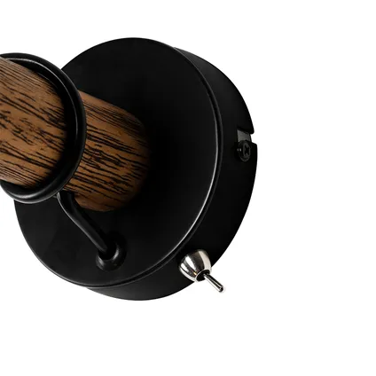 QAZQA Landelijke wandlamp zwart met hout - Stronk 8