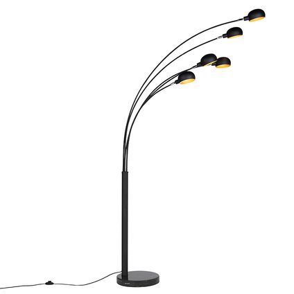 QAZQA Design vloerlamp zwart 5-lichts - Sixties Marmo