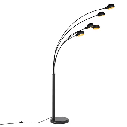 QAZQA Design vloerlamp zwart 5-lichts - Sixties Marmo 2