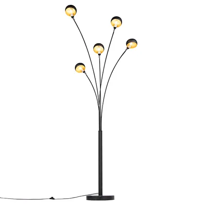 QAZQA Lampadaire design noir 5 lumières - Sixties Marmo 7