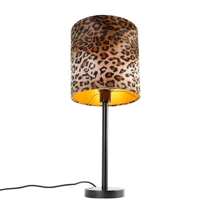 QAZQA Moderne tafellamp zwart met kap luipaard 25 cm - Simplo 5