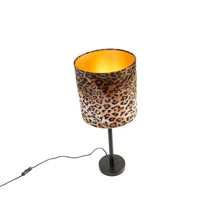 QAZQA Moderne tafellamp zwart met kap luipaard 25 cm - Simplo 6