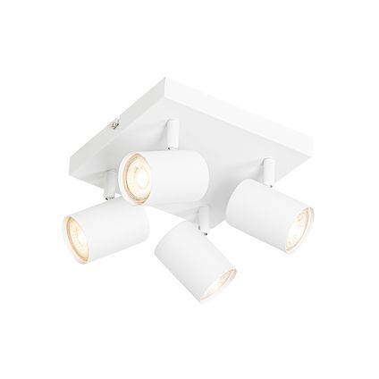 QAZQA Plafonnier moderne blanc 4 lumières orientable carré - Jeana