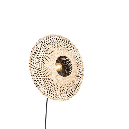 QAZQA Oosterse wandlamp bamboe 35 cm met stekker - Rina