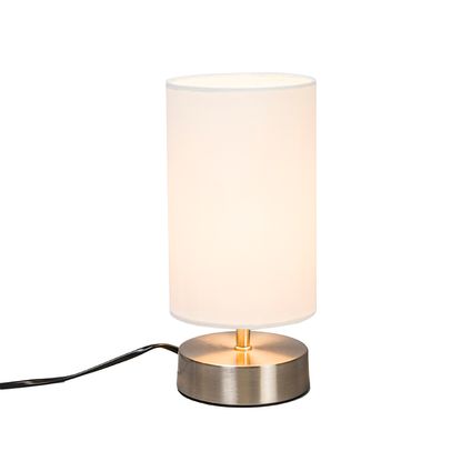 QAZQA Lampe de table moderne blanche ronde 12 cm dimmable - Milo 2