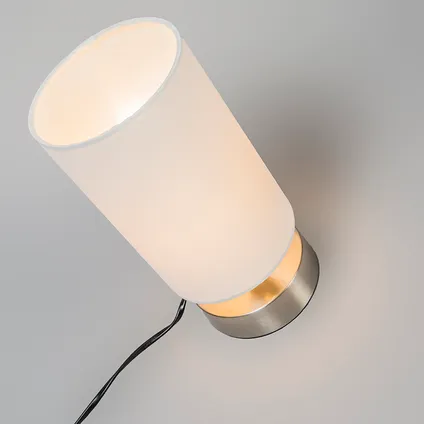QAZQA Moderne tafellamp wit rond 12 cm dimbaar - Milo 2 3