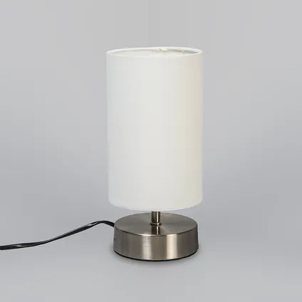 QAZQA Moderne tafellamp wit rond 12 cm dimbaar - Milo 2 7