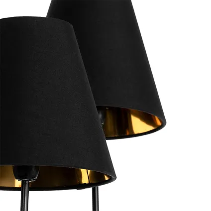 QAZQA Lampadaire design noir avec 5 lumières dorées - Melis 5