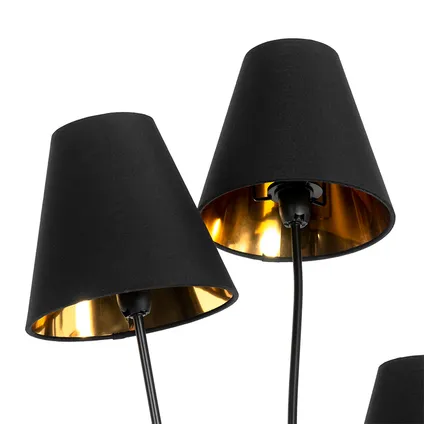 QAZQA Lampadaire design noir avec 5 lumières dorées - Melis 6