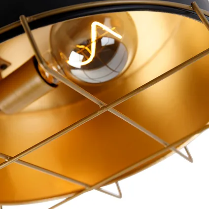 QAZQA Industriële plafondlamp zwart met goud 35 cm - Barril 3