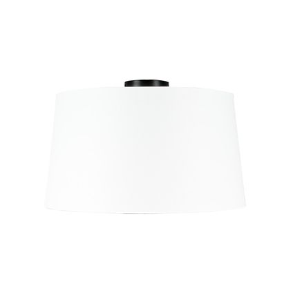 QAZQA Plafondlamp mat zwart met witte kap 45 cm - Combi