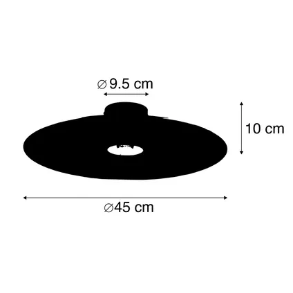 QAZQA Plafondlamp zwart platte kap taupe 45 cm - Combi 4