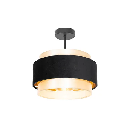 QAZQA Moderne plafondlamp zwart met goud - Elif