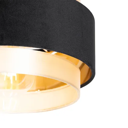 QAZQA Moderne plafondlamp zwart met goud - Elif 3