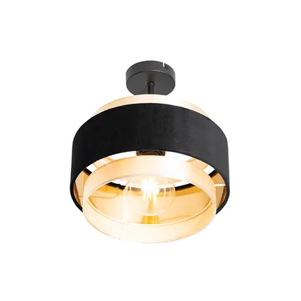 QAZQA Moderne plafondlamp zwart met goud - Elif 7