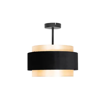 QAZQA Moderne plafondlamp zwart met goud - Elif 8