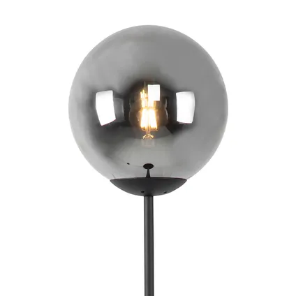 QAZQA Art Deco vloerlamp zwart met smoke glas - Pallon Mezzi 3