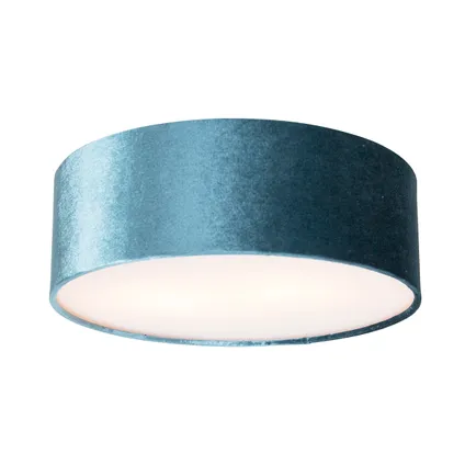 QAZQA Moderne plafondlamp blauw 30 cm met gouden binnenkant - Drum 5