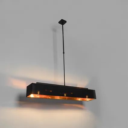 QAZQA Moderne hanglamp zwart met goud 90 cm 3-lichts - VT 1 9