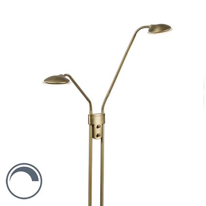 QAZQA Moderne vloerlamp brons met leeslamp incl. LED - Eva