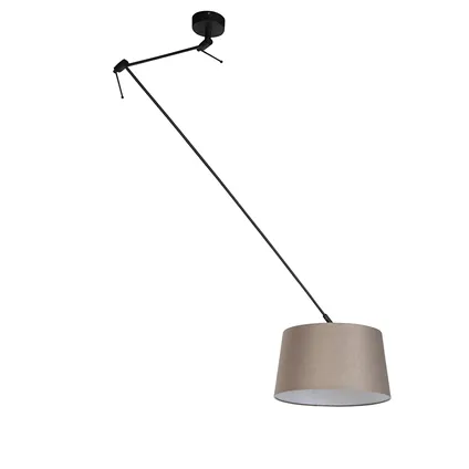 QAZQA Hanglamp met linnen kap taupe 35 cm - Blitz I zwart 10