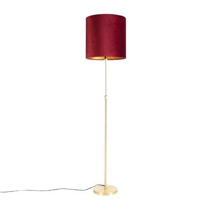 QAZQA Vloerlamp goud/messing met velours kap rood 40/40 cm - Parte