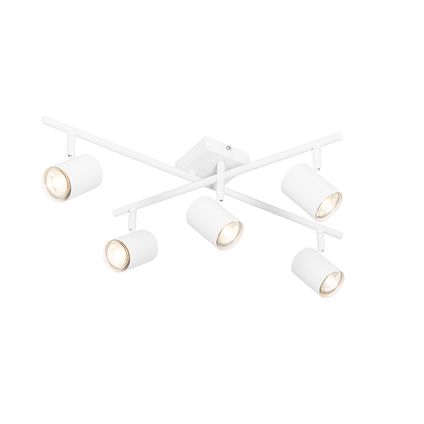 QAZQA Plafonnier moderne blanc 5 lumières orientable carré - Jeana