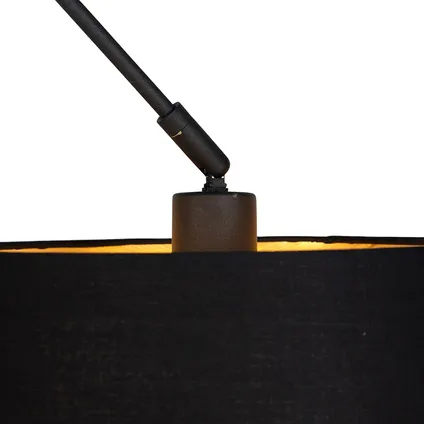 QAZQA Hanglamp met katoenen kap zwart met goud 35 cm - Blitz I zwart 2