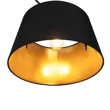 QAZQA Hanglamp met katoenen kap zwart met goud 35 cm - Blitz I zwart 6