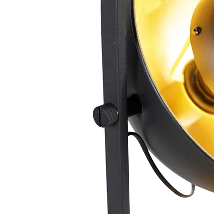 QAZQA Industriële vloerlamp zwart met goud 3-lichts - Emilienne Novo 5