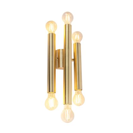 QAZQA Vintage wandlamp goud 6-lichts -Tubi